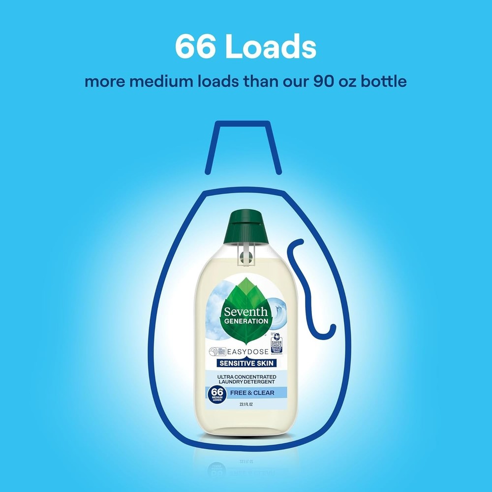 Seventh Generation Laundry Detergent, Ultra Concentrated EasyDose, Free & Cle...