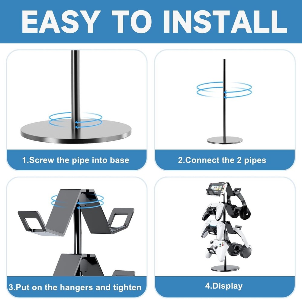 Controller Holder 4 Tier,Headphone Stand - Adjustable Controller Stand for Xbox
