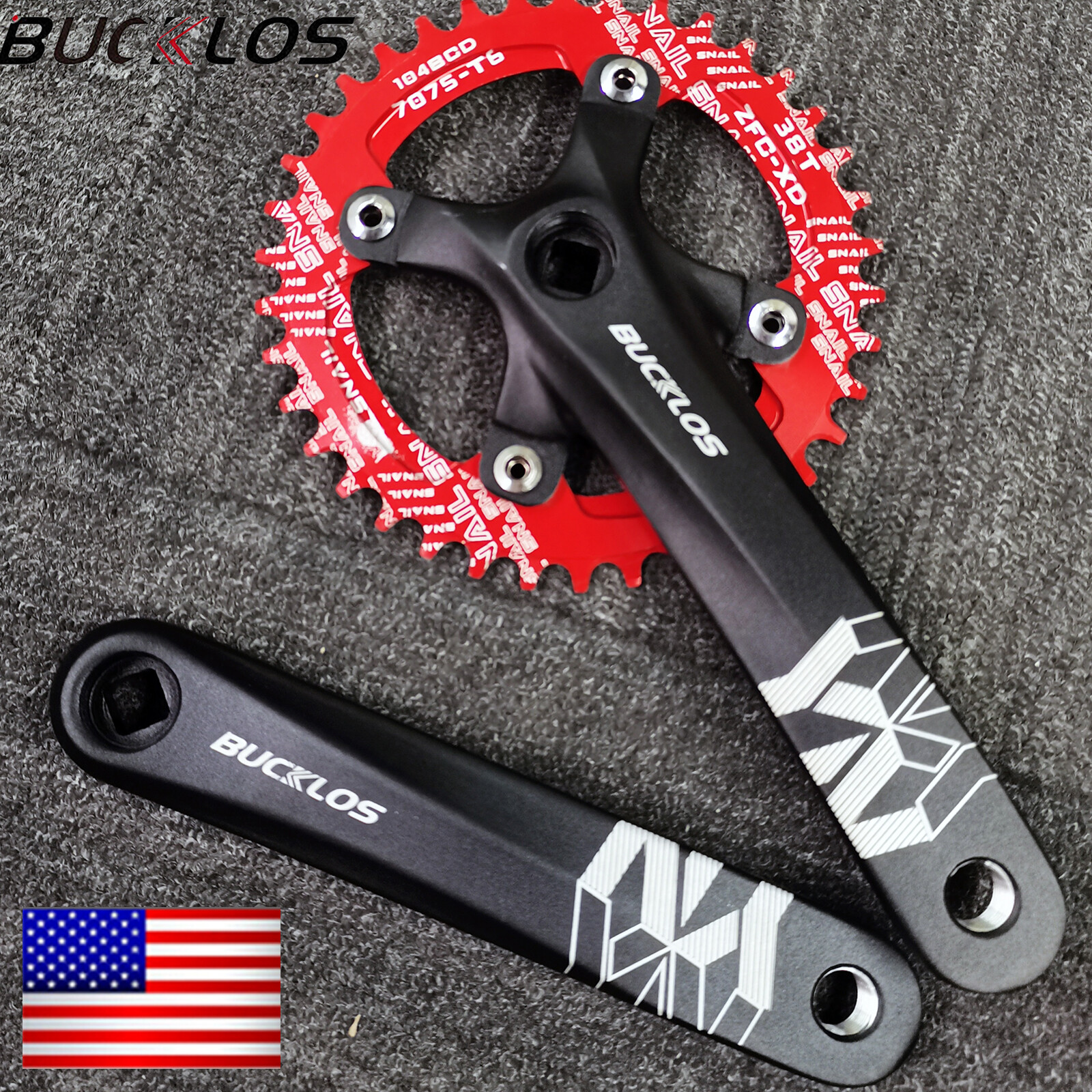 BUCKLOS 104BCD Crank 170mm Crankset 32-38t MTB Bike Narrow Wide Single Chainring