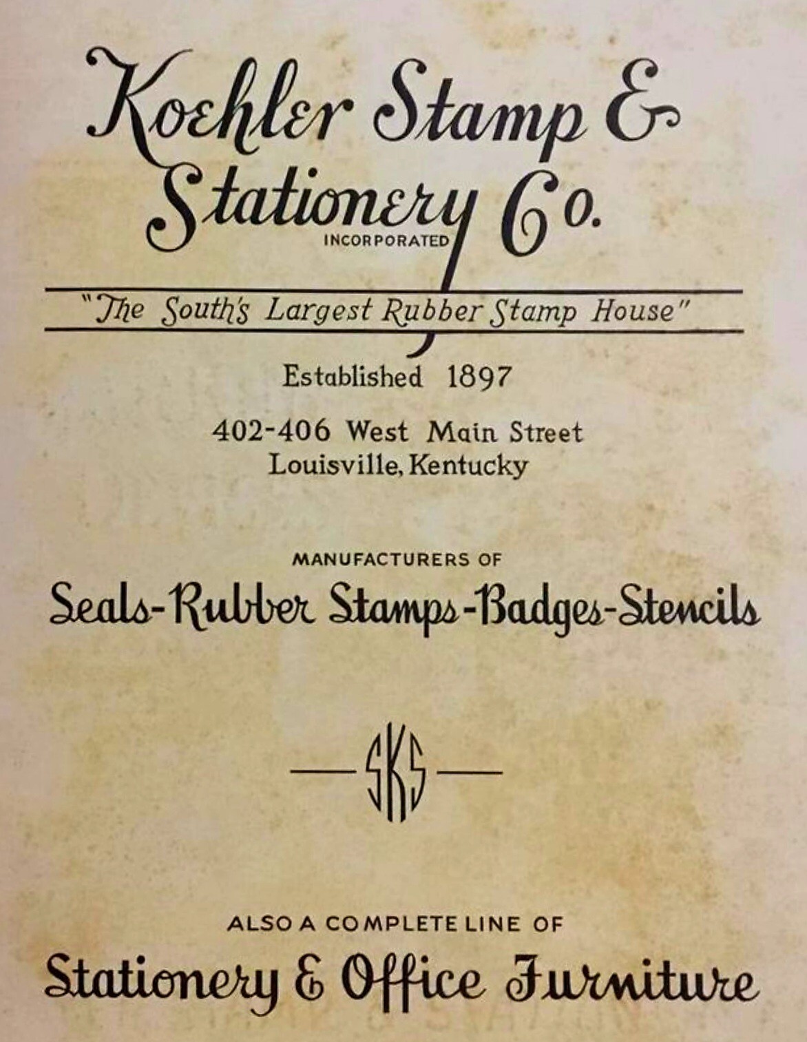 Lexington Ky 1920'S American Contractor J B Kidd Brass Advertising Sign