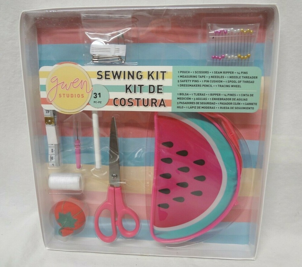 Gwen Studios 31 Piece Sewing Kit - Pink Watermelon Theme