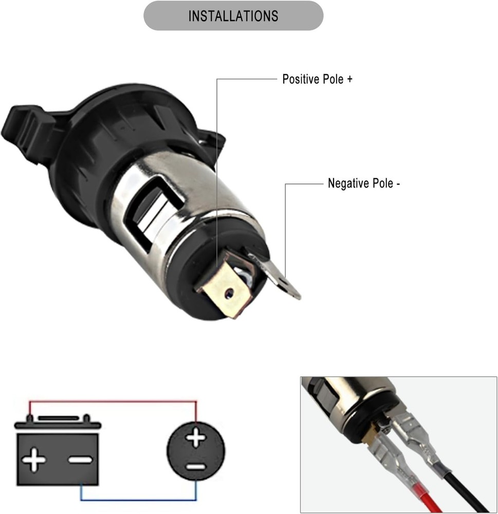 2 Pack Cigarette Lighter Socket, 12V Waterproof Power Outlet Replacement Plu