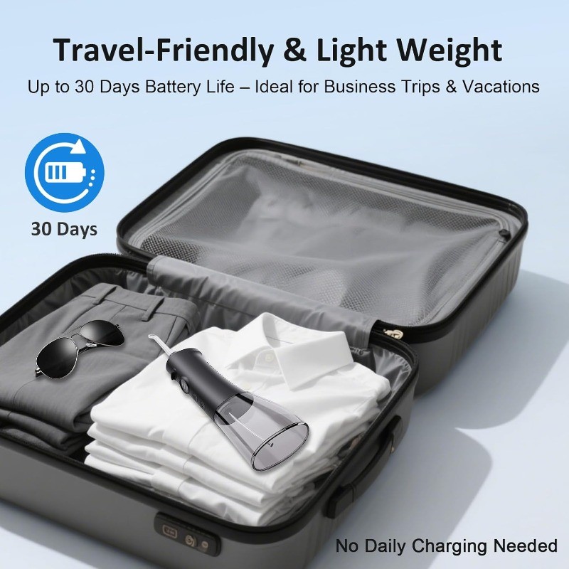 Cordless Water Flosser Dental Oral Irrigator Travel Teeth Cleaner Floss Pick BLK