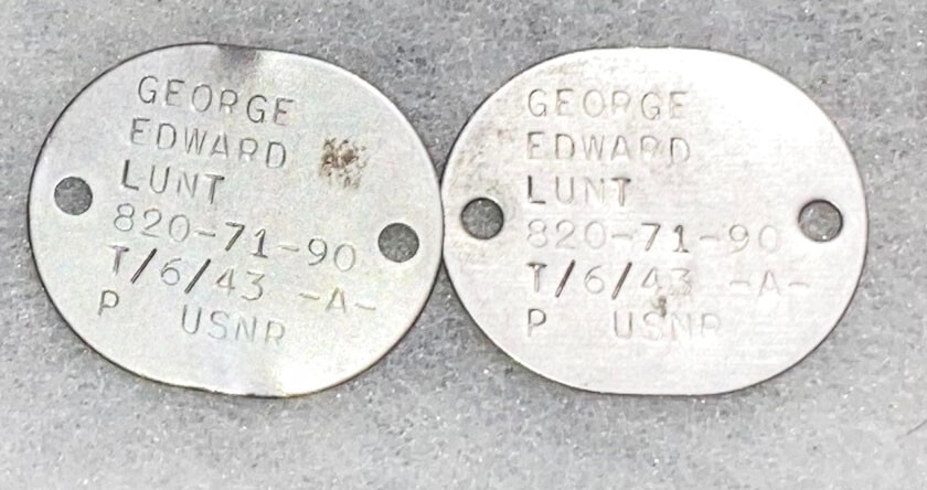 WWII USNR George Lunt T-43 Dog Tag Set
