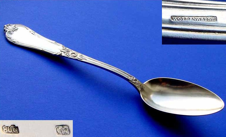 Large Solid Spoon, WOLLENWEBER, 800 Silver A332