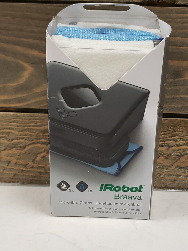 Genuine iRobot Braava Microfiber Mop Cloths, 3 pack (two white, one blue)