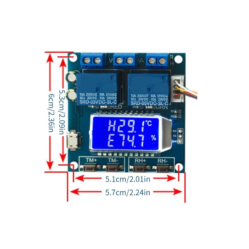Digital Display Temperature Humidity Control Module -20 to 60℃ 10A Precisions