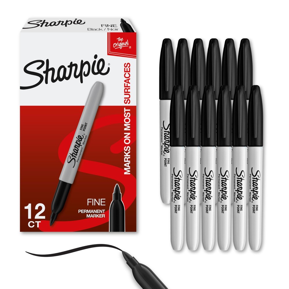 Sharpie Permanent Markers, 12-Count Black Set