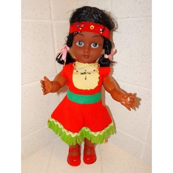 Vintage Indian Girl Doll retro Native American Souvenir