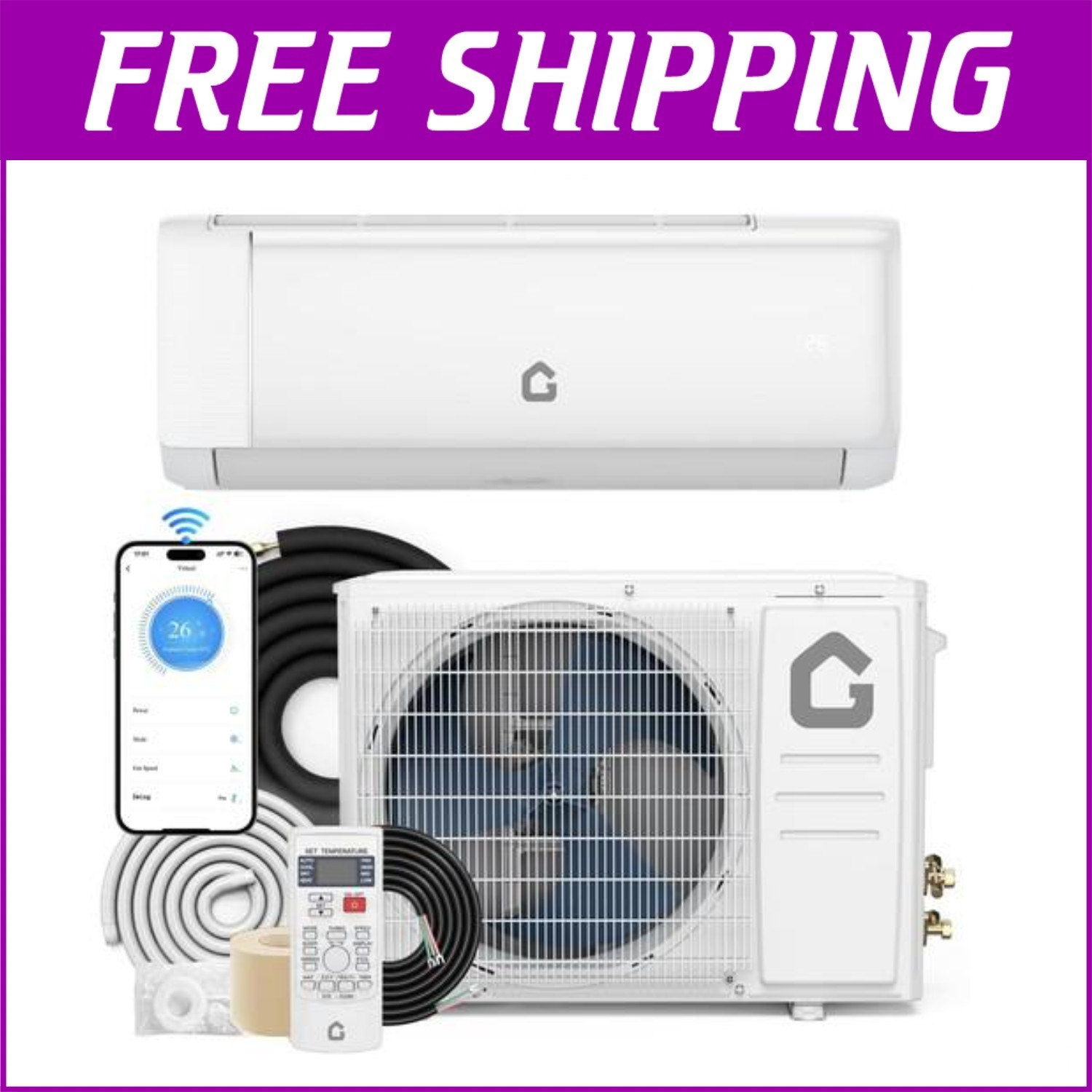 12000BTU Mini Split Air Conditioner Ductless Inverter System Heat Pump 220V WIFI
