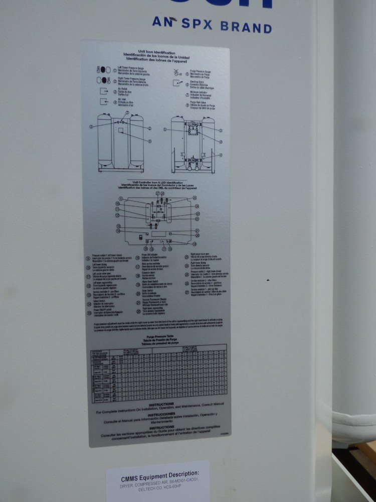 Deltech SPX Compressed Air Dryer HCS-60HP