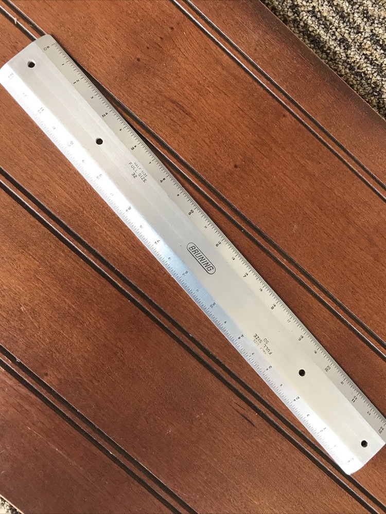 BRUNING DRAFTING MACHINE 12" SCALE   1/2" Size 32 Full Size 50 Aluminum