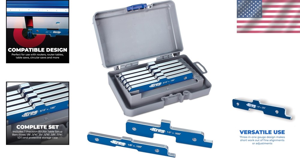 7-Piece Precision Router Table Set Up Bars