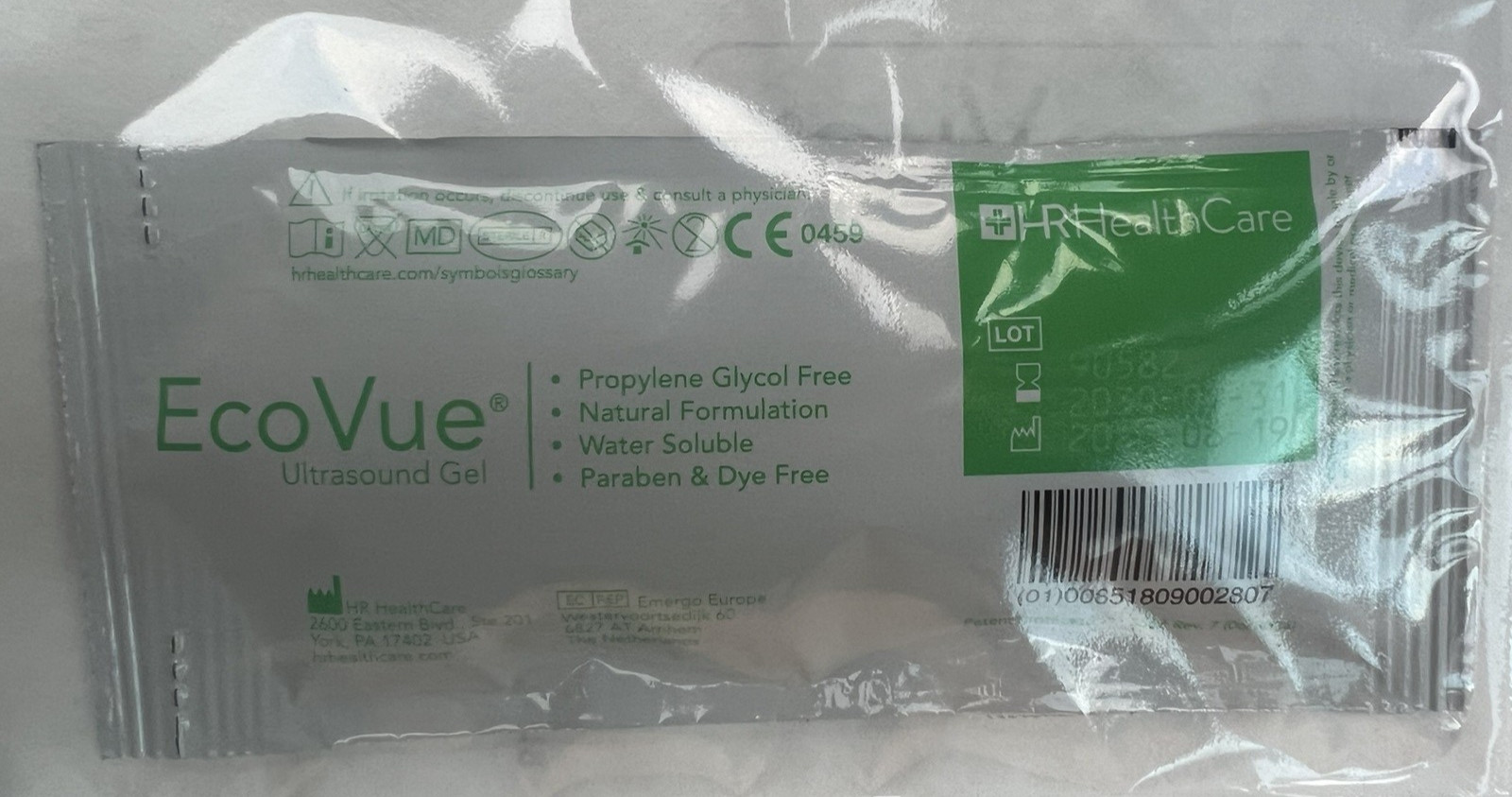 EcoVue 280 Safe Wrap Ultrasound Gel 20 Gram Sterile Packets EXP 2030 Lot of 48