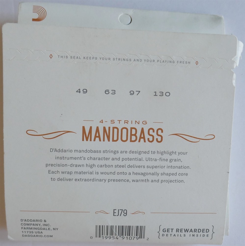 NEW D'Addario EJ79 Copper Mandobass Strings, 49-130