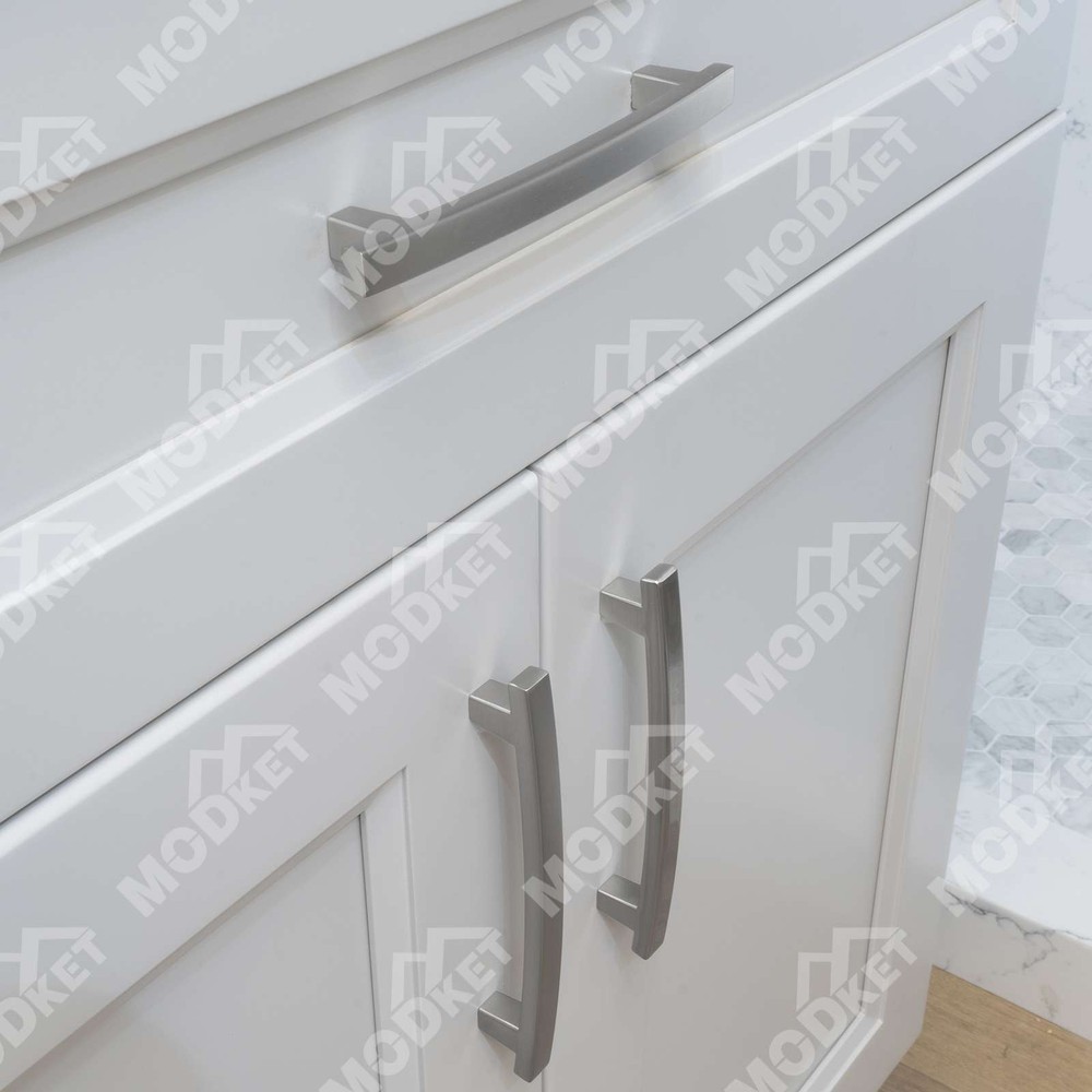 Solid Brushed Nickel Modern Kitchen Cabinet Pulls Knobs Handles Drawers Bathroom