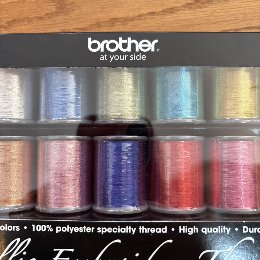 Brother 14 Spool Metallic Machine Embroidery Thread Set MTPK14