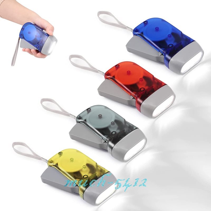 Hand Crank Pressing Dynamo Portable LED Camping Flashlight Manual Torch Light