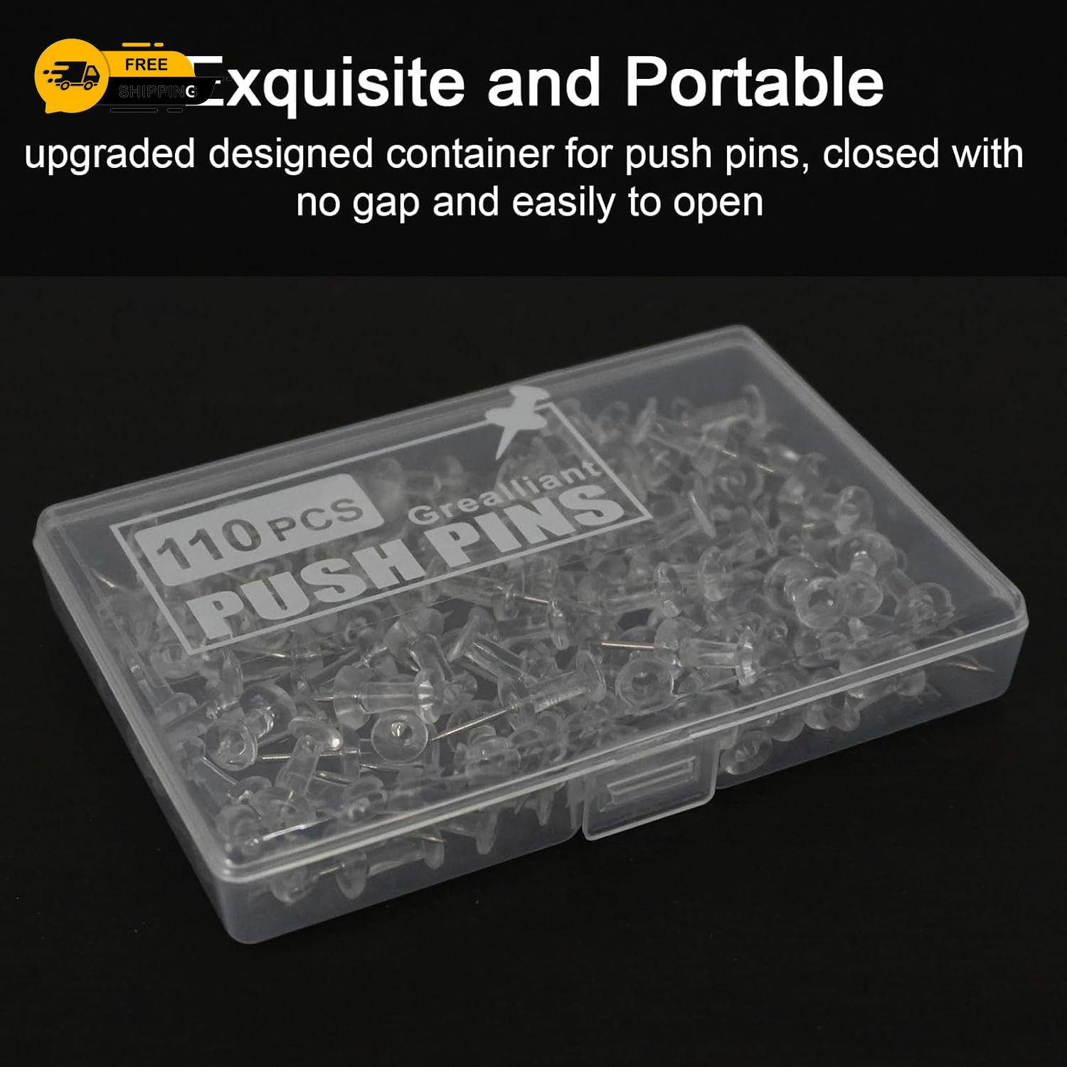 220 Pcs Push Pins Tacks, Thumb Tacks for Wall Bulletin Board, Clear Plastic Head