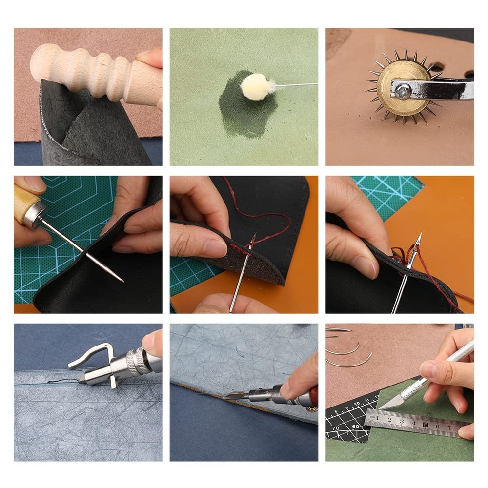 BUTUZE Leather Working Tools, Practical Craft Kit with Waxed 66 Pcs