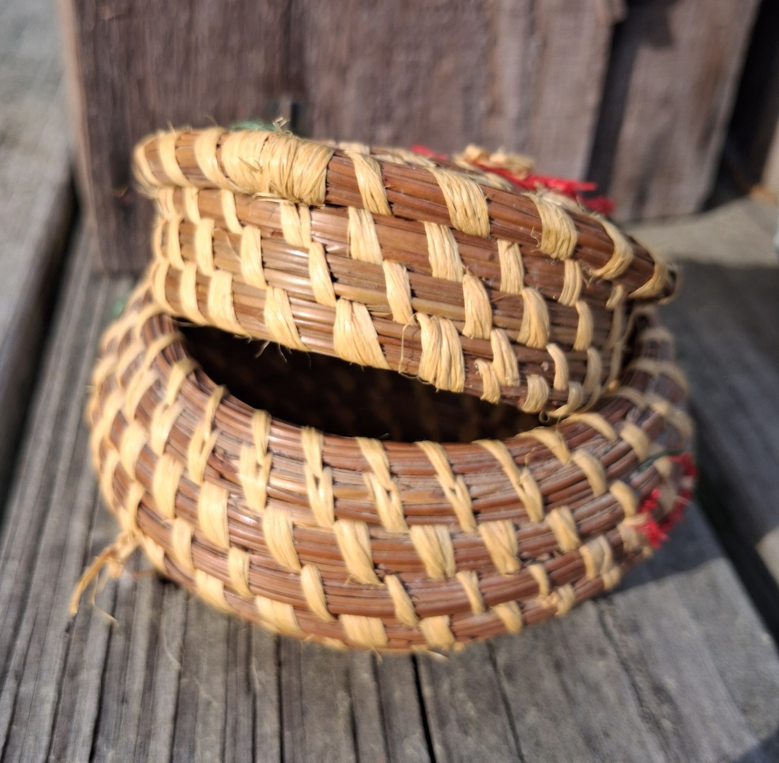 Authentic Vintage Koasati Coushatta Handmade Pine Needle Basket