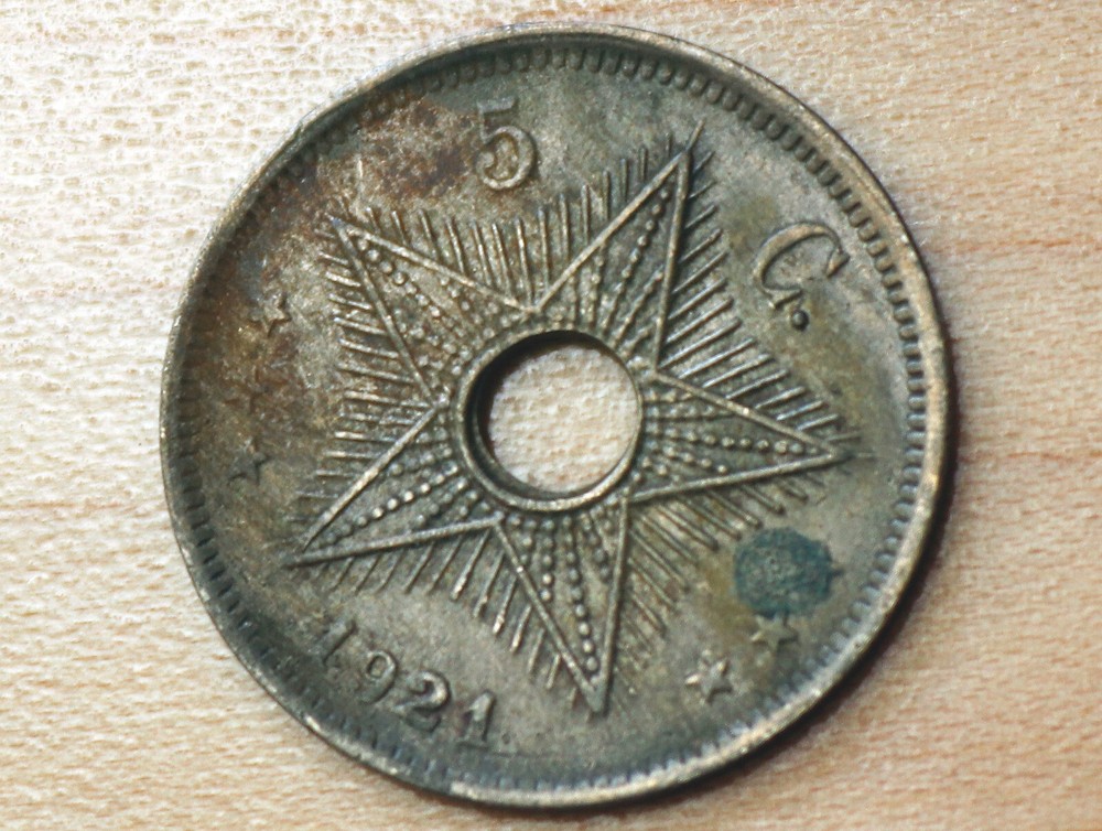 1921 Belgian Congo 5 Centimes