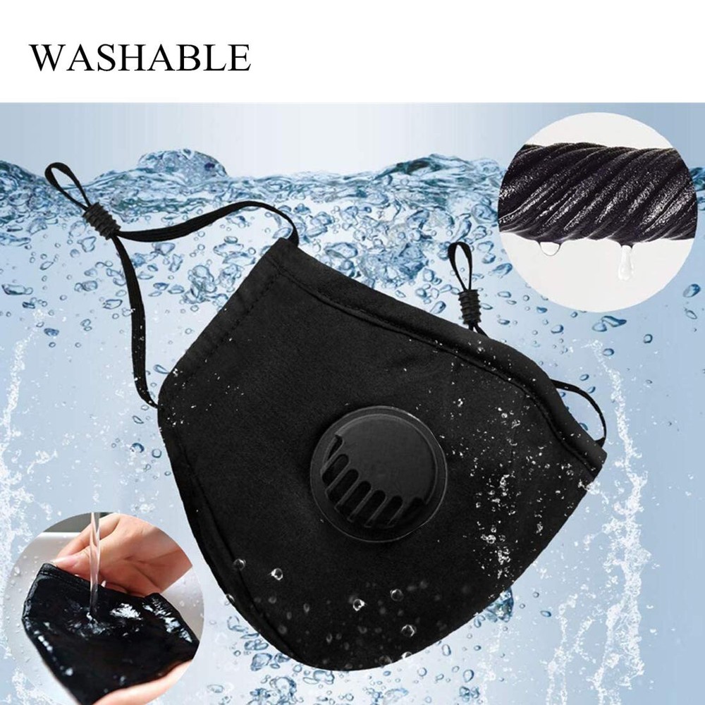 Reusable Cotton Cloth Face Mask w/ 2 filter inserts: Fully Adjustable, Washable