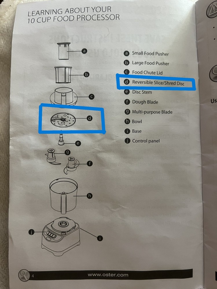 Oster FPSTFP1355 Food Processor Reversible Slice Shred Disc Replacement