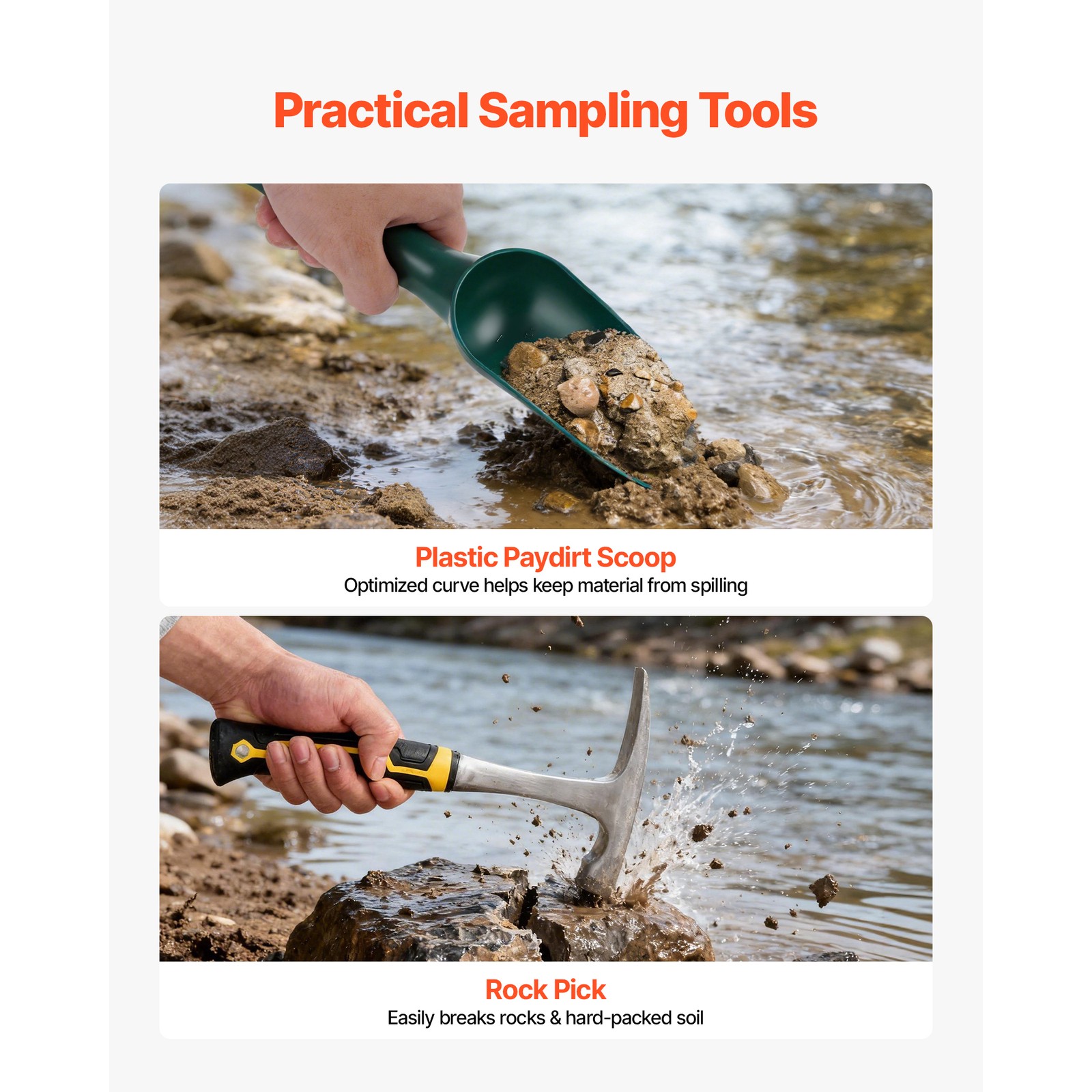 Uimoso 19 PCS Gold Panning Kit with 10 & 14 in Pans, New