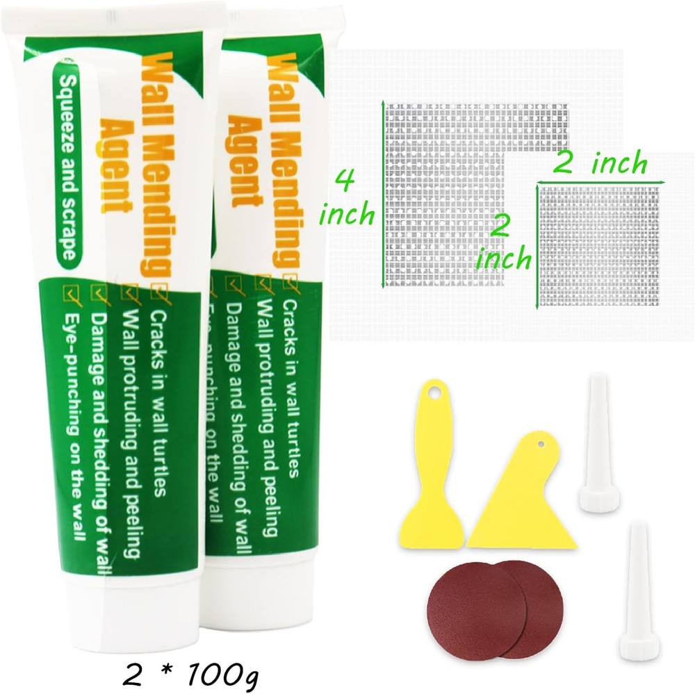 Drywall Repair Kit, Wall Patch kit, 200g Spackle + 2,4Patch, Green