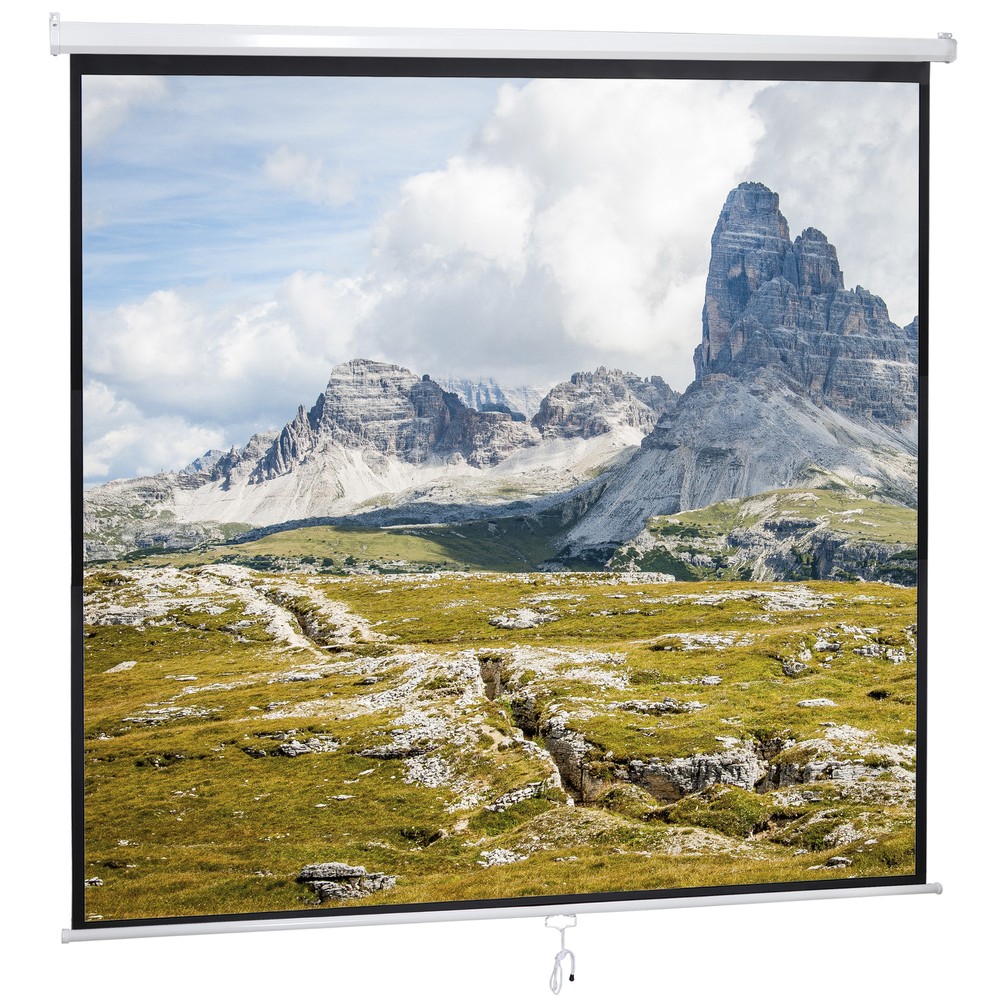 84 inch Pull Down Projector Screen Foldable and Portable Sided 1:1 Ratio White