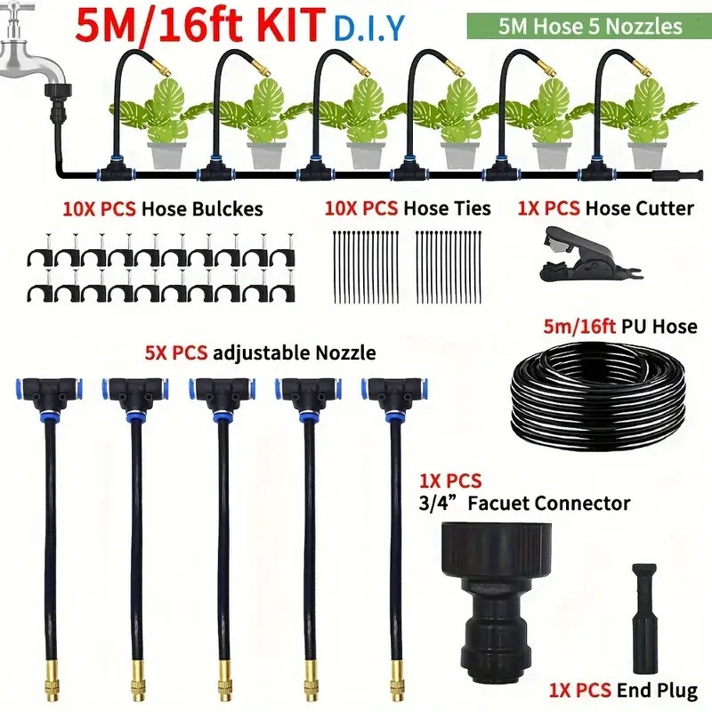 16 ft Garden Drip/Container Irrigation Kit- 29 pcs ( No Timer)