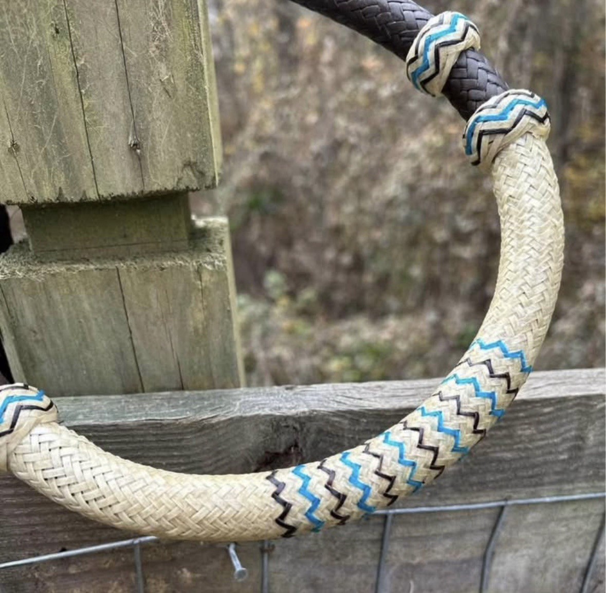 Natural Rawhide Bosal with Brown Nylon Mecate with Hair Tassel Bitless Hackamore