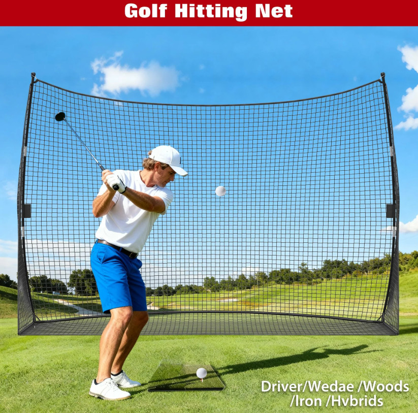 Large 10x7ft Golf Practice Hitting Net Indoor Personal Driving Range Training