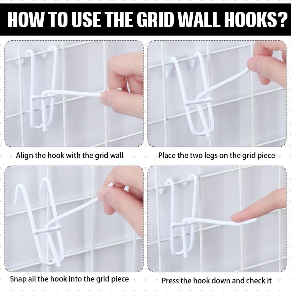 4 Inch Grid Wall Hooks 25 Pcs Gridwall Panel Hooks Garage Wall Mount Organize...
