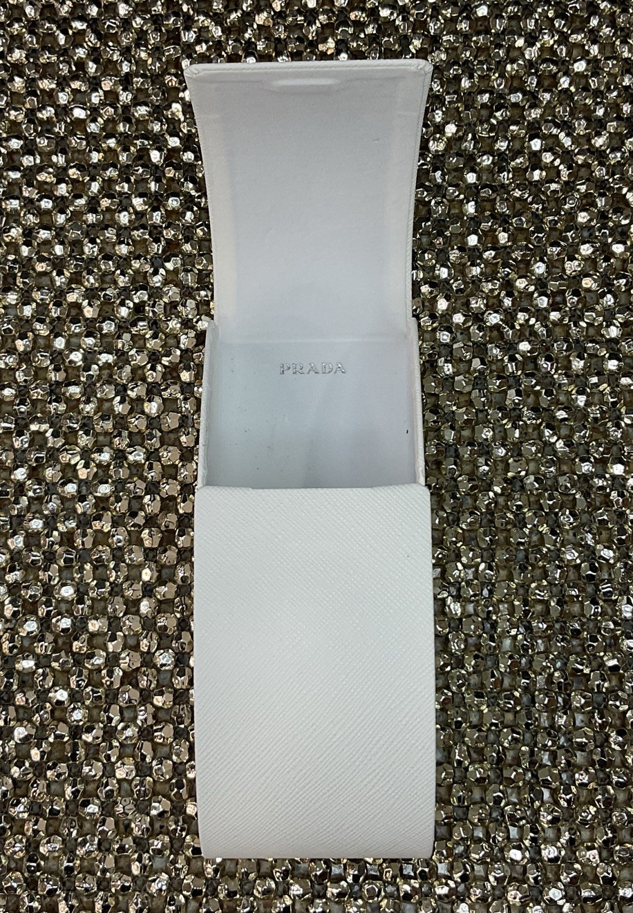 Prada XL Flip Top Eye/Sunglasses Saffiano Hard Case Drawstring Case & ClothWhite