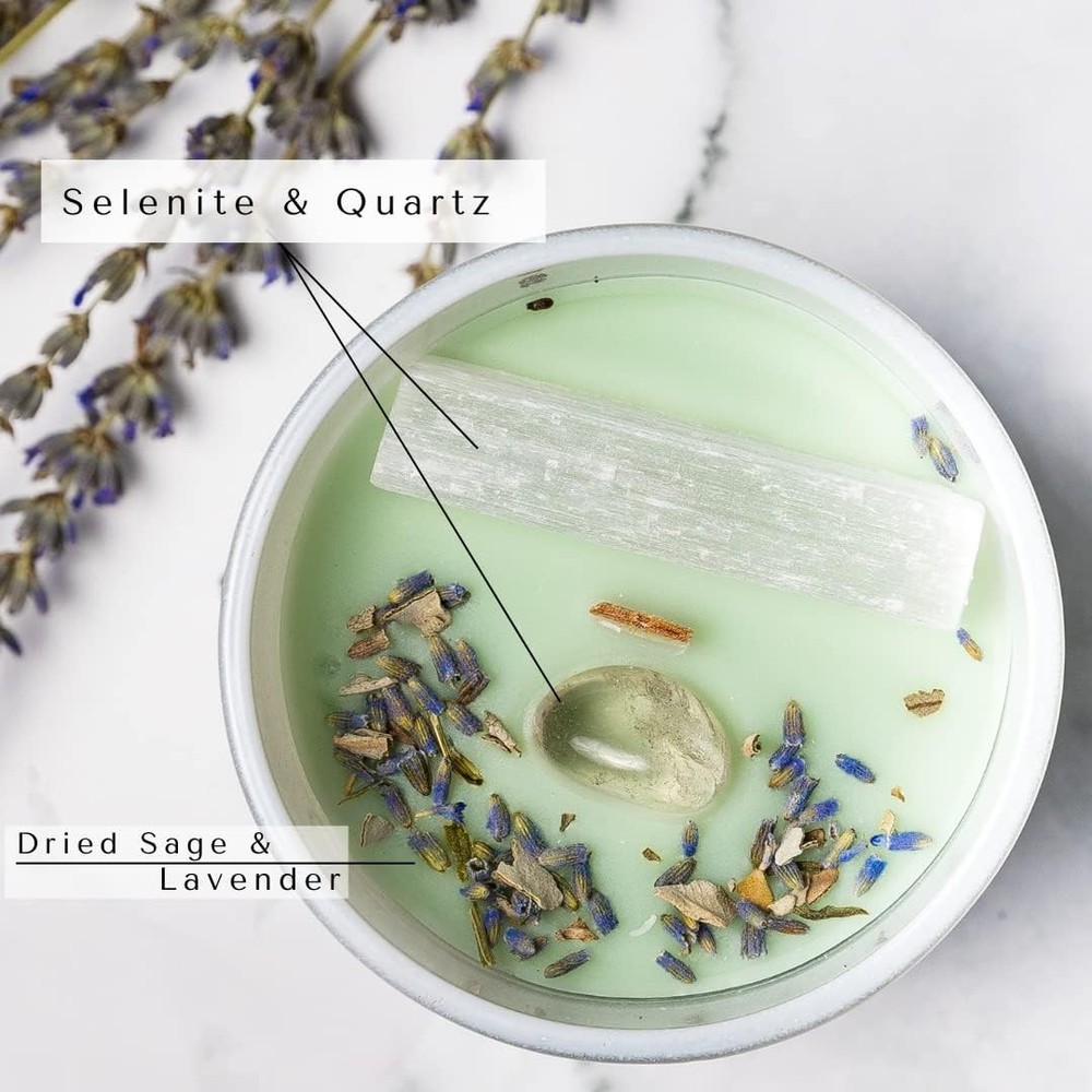 Sage Candle with Crystals