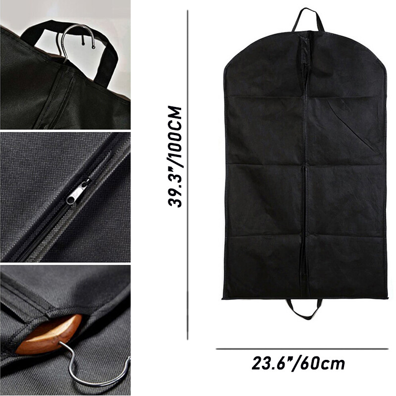Travel Suit Bag Garment Bag Long Dress Black for Hanging Clothes Carrier Cover