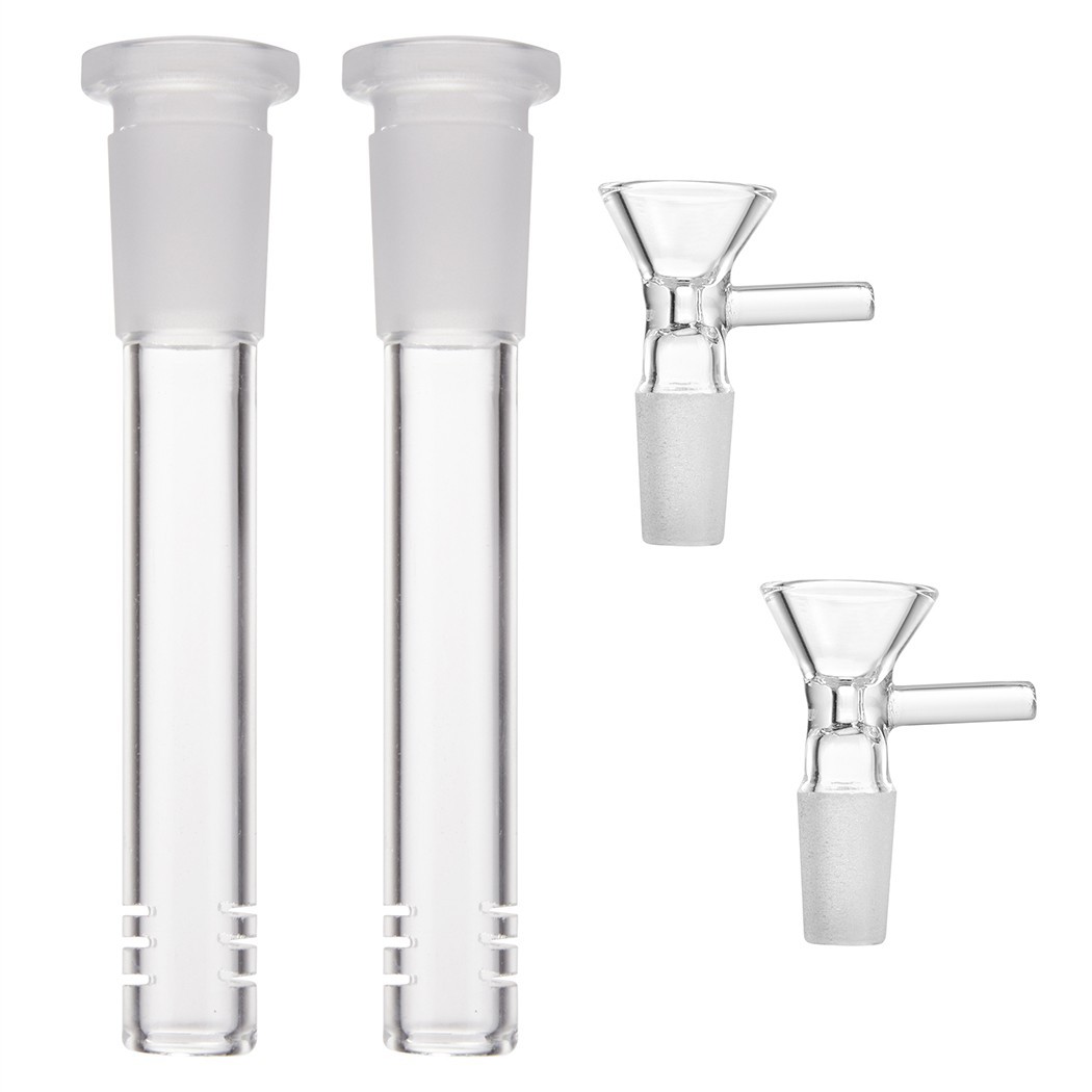 2-Pack 4.3'' 14mm Glass Downstem and 14mm Male Bowl Piece for Glass Bong