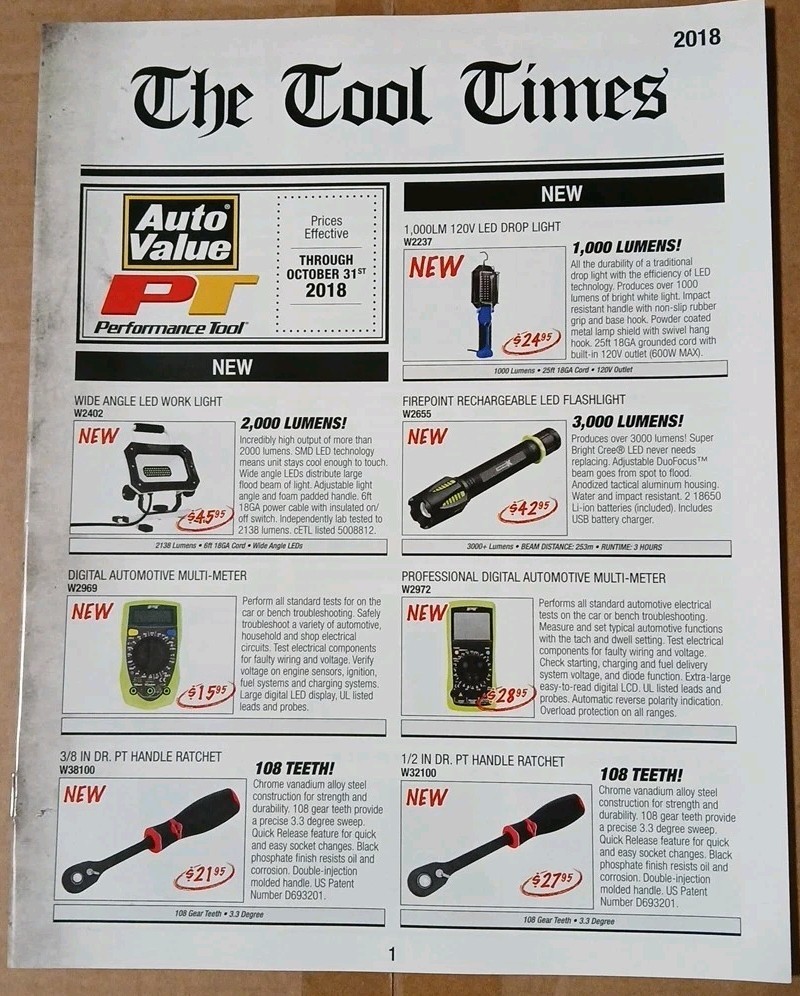 Performance Tool/Auto Value 2018 "The Tool Times" Advertiser Catalog