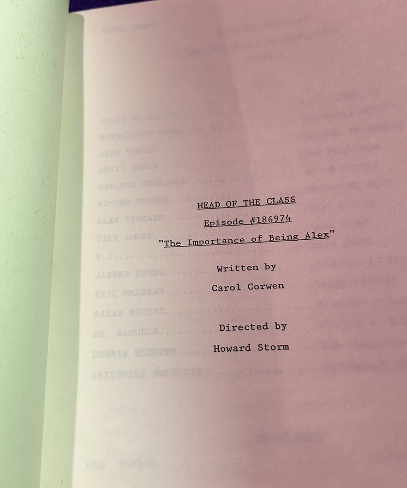 HEAD OF THE CLASS Vintage 1990 TV Script - Final Draft