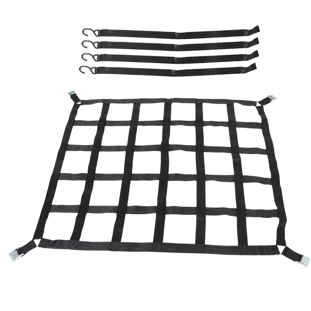 Heavy Duty polyester Cargo Net Webbing w/ Cam Buckles For Truck 50"x42" 1100LBS