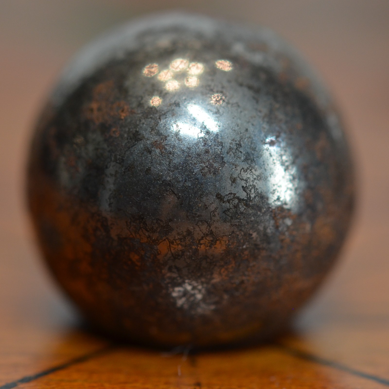 Handmade Hollow Steel or Steelie Marble, 0.65 in, Hard to Find Type, S1571