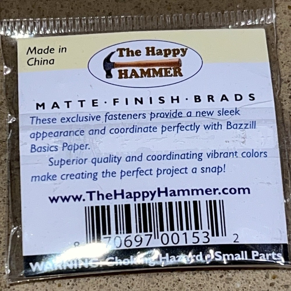 50 Bazzill Basic Brads Yellow Matte Square 36 pack Scrapbooking Embellishments