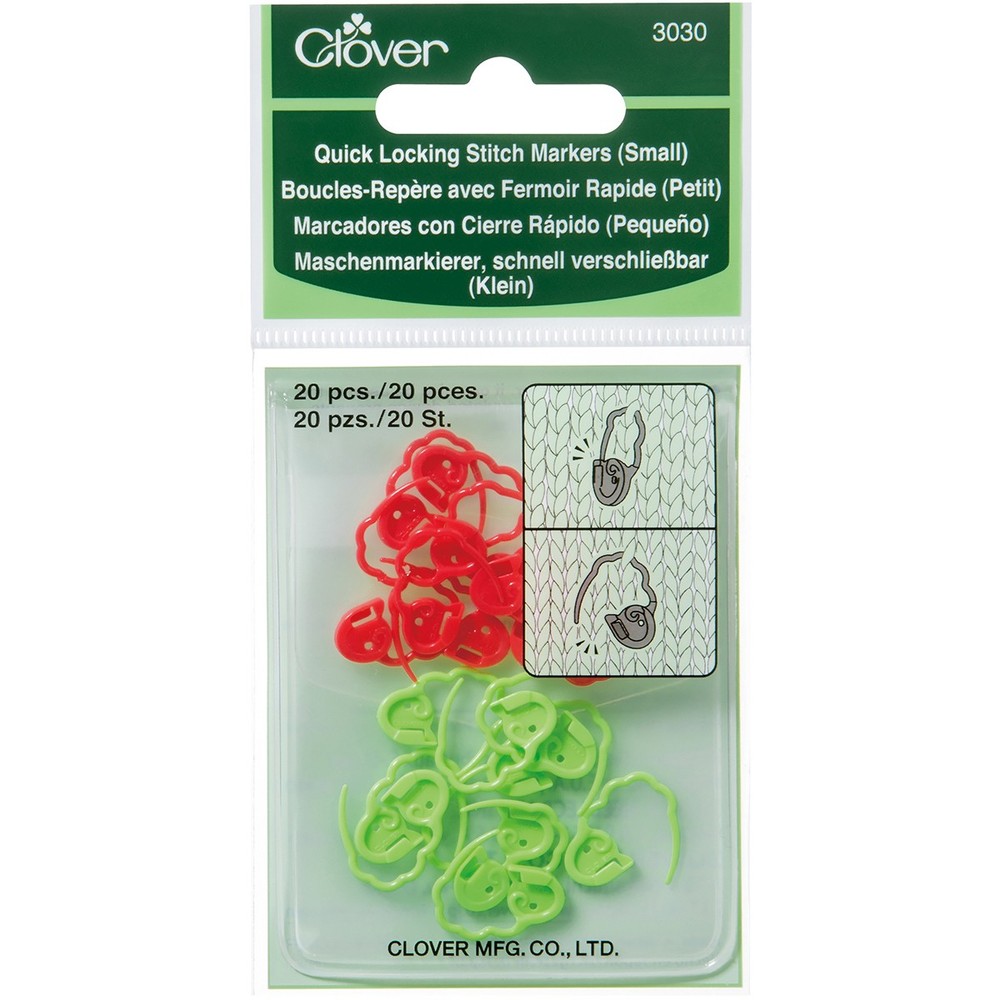 Clover 3030 Quick Locking Stitch Markers-Small 20/Pkg
