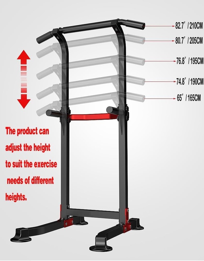Adjustable Bench Power Tower Dip Station Pull up Bar Strength Training Workout