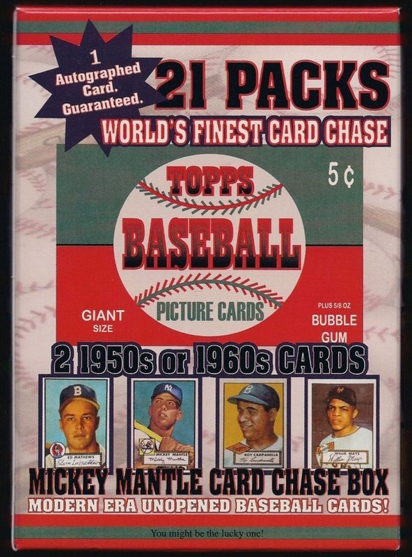 1952 Unopened Card Chase Box-21 Pack, + Auto + 2 Cards From The 1950/60's