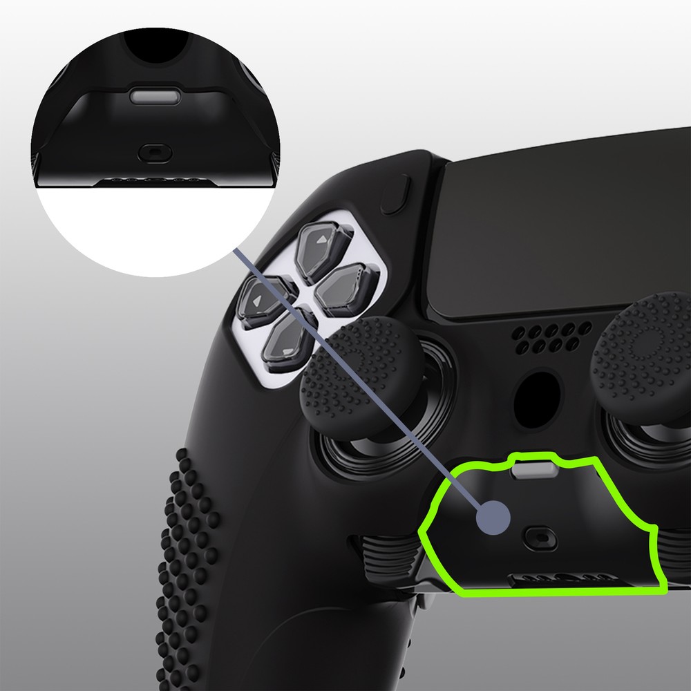 Soft Rubber Protector Skin for PS5 Edge Controller w/6 Thumb Grip Caps