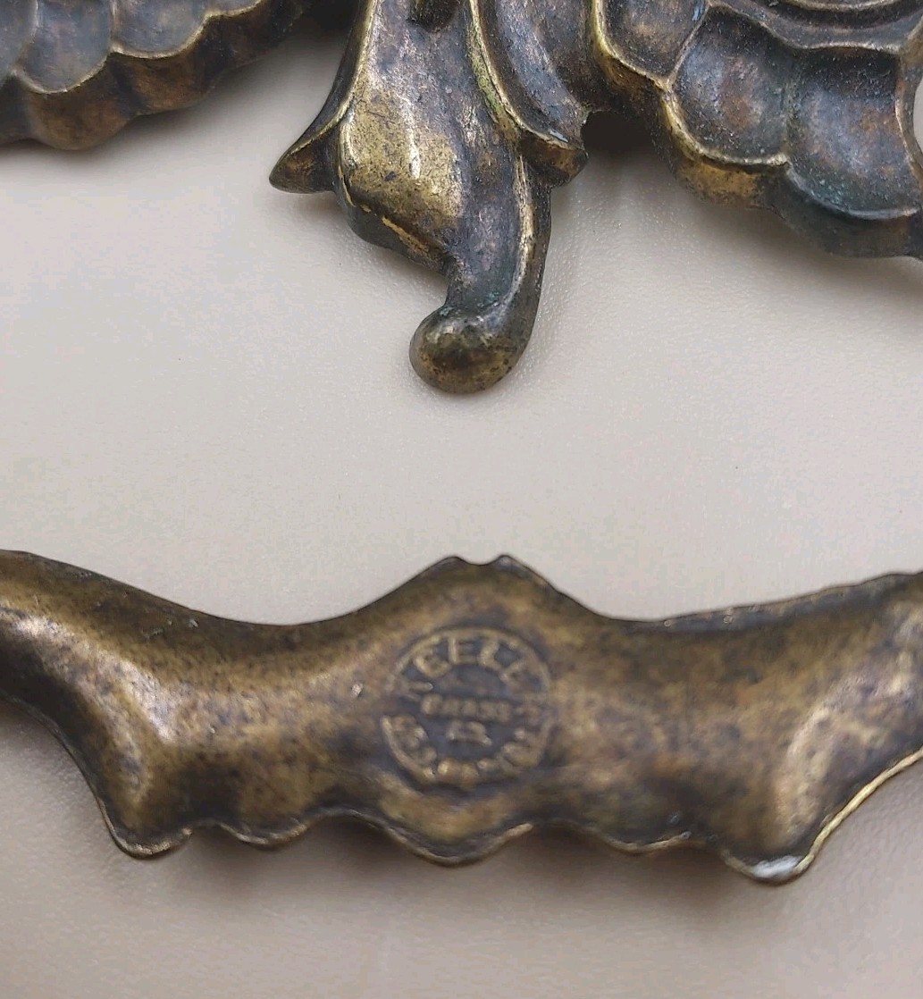 Set of 6 Vintage KEELER Brass French Provincial Drawer Pulls 3.5" Center Holes