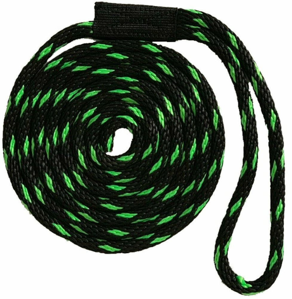 Solid Braid Nylon Dock Line-1/2" x 10' Floats Fade Proof Lime / Black Diamond!